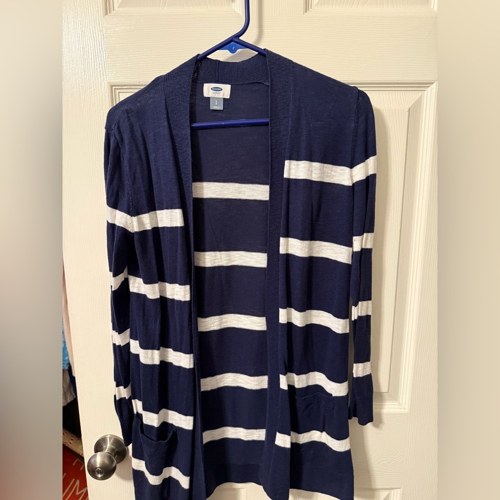 Old Navy Classic Navy/White Cardigan VGUC S